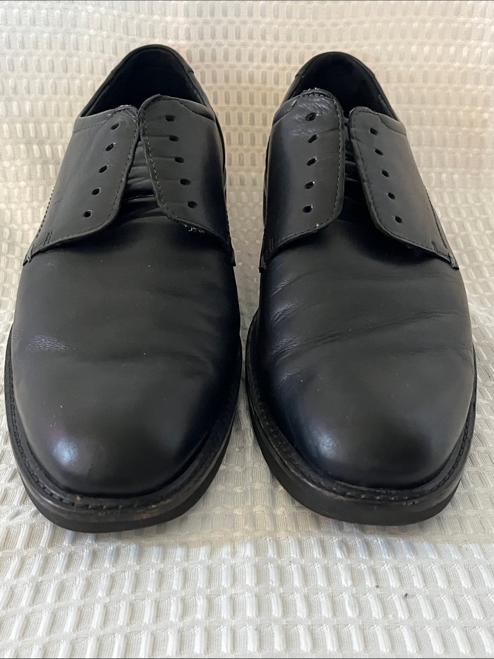 ECCO Black Leather Oxford Dress Shoes EU 45 US 11-11.5 Comfort Slip On Lace Up